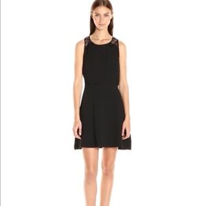 Kensie Textured Dot Dress with Lace Detail